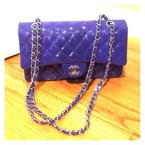 CHANEL Patent Leather Classic Quilted Flap Bag